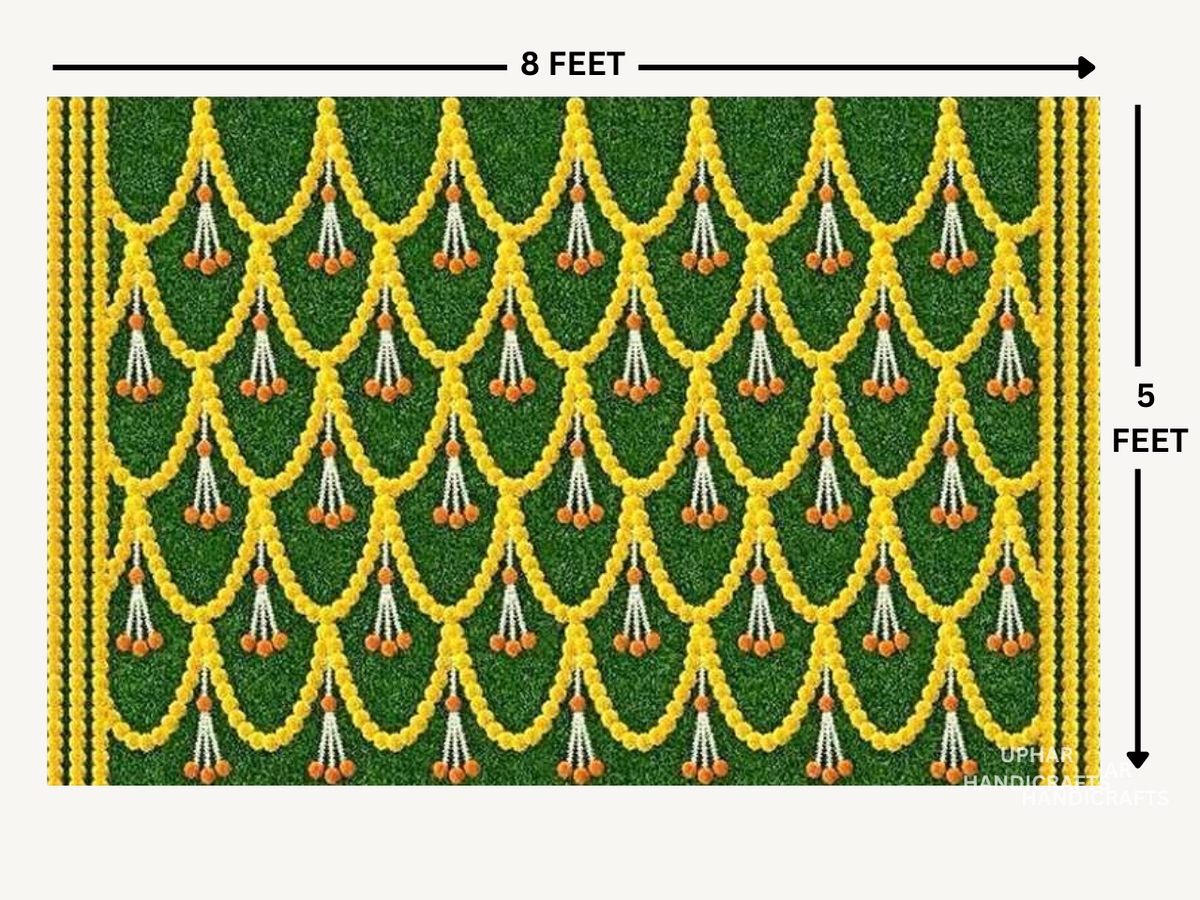 Traditional Indian Floral Backdrop
Bright Multicolor Cultural Fabric Design
Marigold Parrot Cow and Lotus Motifs
5x8 Feet Large Wall Decoration
Pooja Mandir and Wedding Event Decor
Reusable Indian Festival Backdrop
Uphar Handicrafts
