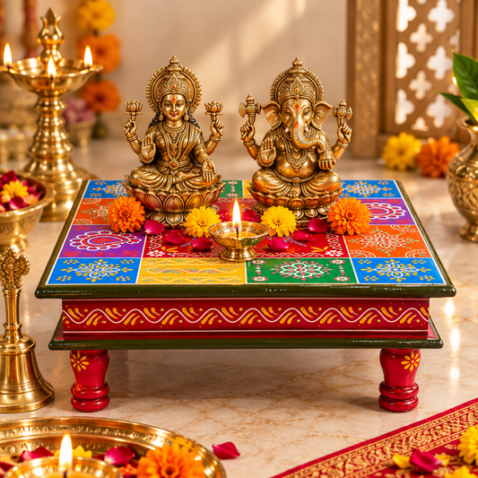 Traditional Pooja Choki for God Statues
Indian Religious Altar Stand
God Idol Pooja Platform
Home Mandir Decoration
Traditional Hindu Pooja Decor
Uphar Handicrafts