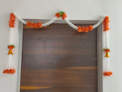 White Mogra Orange Marigold Toran
Traditional Indian Festive Garland
Artificial Flower Door Hanging
4.5 Feet Indian Home Decoration
Pooja Room and Mandir Decor
Reusable Diwali and Wedding Toran
Uphar Handicrafts