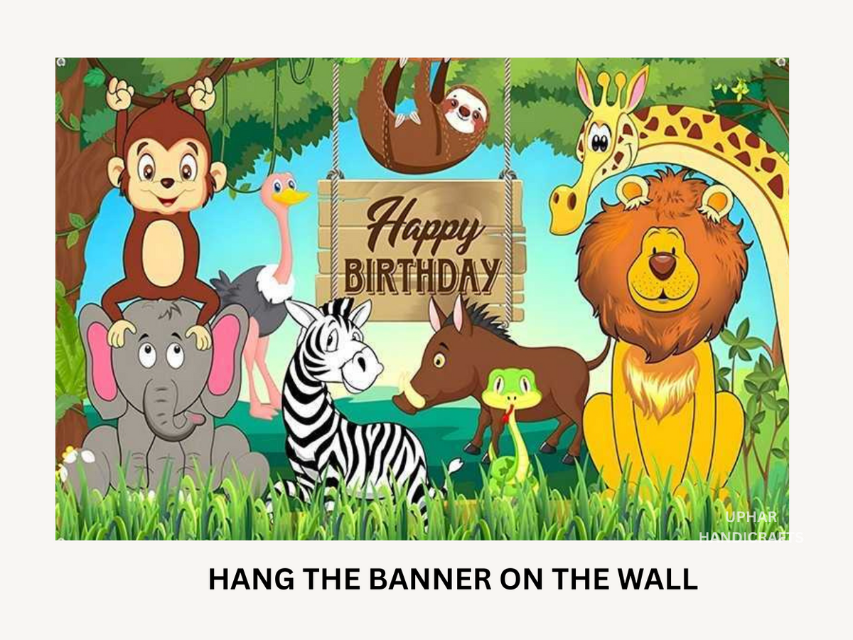 Wild One Jungle Party Backdrop
Colorful Safari Animal Wall Decoration
5x8 Feet Cotton Mix Fabric Backdrop
Elephant Lion and Giraffe Party Design
Baby Shower and Kids Birthday Decor
Reusable Jungle Theme Celebration Decor
Uphar Handicrafts