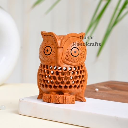 Wooden Carved Owl Figurine
Brown Wooden Owl Home Decor
Hand-Carved Traditional Design
Single Owl Decorative Showpiece
Tabletop Shelf and Desk Accent
Indian Artisan Home Decoration
Uphar Handicrafts