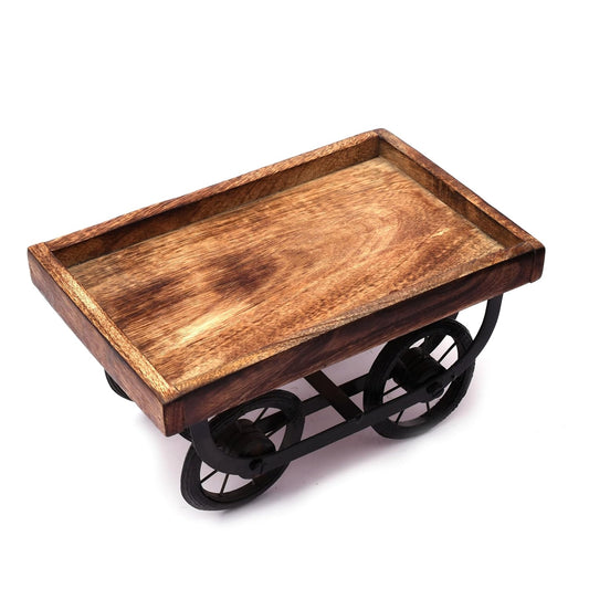 Wooden and Iron Thela Trolley Serving Tray
Handcrafted Charpai Khaat Style Tray
Moveable Wheels Serving Trolley
Rustic Tray for Tea and Snacks
Indian Kitchen and Dining Decor
Uphar Handicrafts