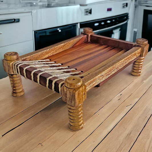 Handicraft Wooden Khaat Charpai Tray
Traditional Indian Wooden Serving Tray
Premium Tray for Kitchen and Dining
Decorative Charpai Style Tray
Rustic Indian Home Decor
Uphar Handicrafts